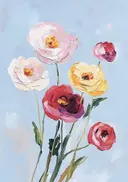 Schilderij van een kleurrijk pioenrozen boeket