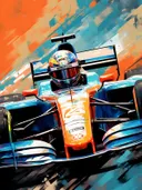 Kleurrijke abstracte racewagen