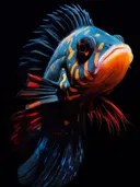 Kleurrijke rifvis in blauw en oranje