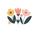 Schilderij van drie kleurrijke tulpen, kinderkamer wanddecoratie