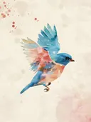 Kleurrijke aquarelvogel in de vlucht