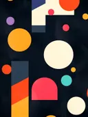 Abstract schilderij met kleurrijke vormen op zwart