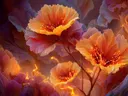 Schilderij van kleurrijke gloeiende vuurbloesems