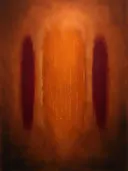 Abstract schilderij, kleurvelden in het midden in vol terracotta
