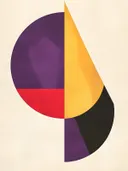 Kleurvlakken in diep paars en mosterd, abstract schilderij