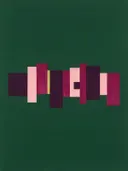 Kleurvlakken in raster in de stijl Geometric Earth, in aubergine, diep magenta en zacht blos, met een dunne gouden lijn