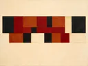 Kleurvlakken in raster in de stijl Geometric Earth, in diep rood, roestoranje en romige crème, met diepzwart