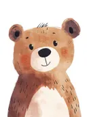 Schilderij van een knuffelbeer portret in aquarelstijl, kinderkamer decoratie
