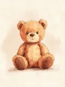 Schilderij van een zittende knuffelbeer in aquarelstijl