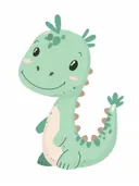 Schilderij van een knuffelige groene dinosaurus voor de kinderkamer