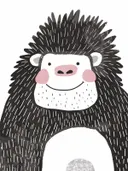 Illustratie van een lachende zwart-witte gorilla, kinderkamer schilderij