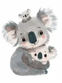 Koala moeder met twee baby koala's dicht tegen haar aan