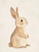Schilderij met zittend konijntje in aquarelstijl