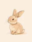 Schilderij van een konijn in schetsstijl met sepia tinten