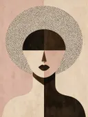 Kop voor een cirkel in kleiroze, mid-century modern schilderij