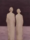 Koppel van de rug, olieverf in diep pruim, schilderachtig olieverf schilderij, koppel van de rug