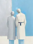 Koppel van de rug, olieverf in donker zilver en ijsblauw, schilderachtig olieverf schilderij, koppel van de rug