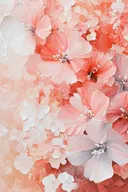Koraalkleurige hibiscusbloemen in cluster met reliëf-textuur