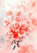 Schilderij van koraalroze bloemen in aquarelstijl
