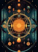 Astrologisch rad met sterren in blauw en goud