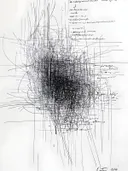 Abstracte pentekening met krabbels en handschrift