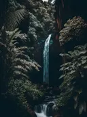Waterval omringd door tropisch groen