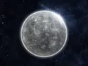 Met kraters bezaaide planeet in de ruimte