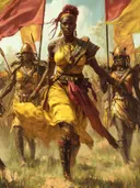 Afrikaanse krijgskoningin leidt leger