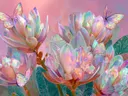 Schilderij van kristallen bloemen met kleurrijke vlinders