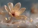 Schilderij van een transparante gouden bloem met gloeiend hart.