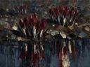 Krokus aan de oever in bordeaux, schilderij van krokus onder de hemel