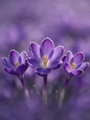 Fotografie van krokus in de vorst, dieppaars