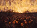 Krokus in de weide in roest, schilderij van krokus