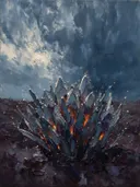 Krokus onder de hemel in leisteen, schilderij van krokus van dichtbij