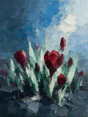 Krokus tegen de lucht in wijnmint, schilderij van krokus tegen de lucht