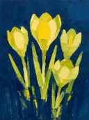 Krokus van dichtbij in citroen, schilderij van krokus van dichtbij