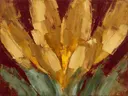 Krokus van dichtbij in goudoker, schilderij van krokus van dichtbij
