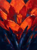 Krokus van dichtbij in vuur, schilderij van krokus van dichtbij