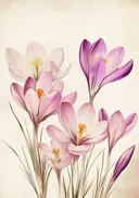 Botanische illustratie van lentekrokussen