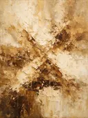 Meswerk schilderij, kruisende diagonalen in Kaneel en Karamel