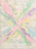 Meswerk schilderij, kruisende diagonalen in Snoepjes Pastel