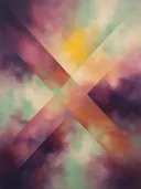 Nevel schilderij, kruisende diagonalen in Fel Magenta