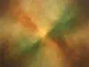 Nevel schilderij, kruisende diagonalen in Seventies Oker