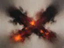 Nevel schilderij, kruisende veeg in Vulkanisch