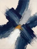 Paletmes abstract schilderij, kruisende veeg in inkt en steen
