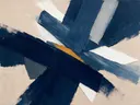 Paletmes abstract schilderij, kruisende veeg in inkt en steen