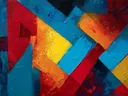Abstract kubistisch schilderij met gekleurde vlakken