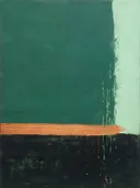 Kwastslag schilderij, lage horizon in Koper en Patina