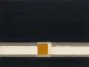 Paletmes abstract schilderij, lage horizon in houtskool