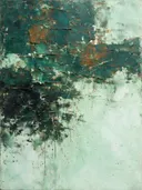 Meswerk schilderij, lagen in de hoek in Koper en Patina